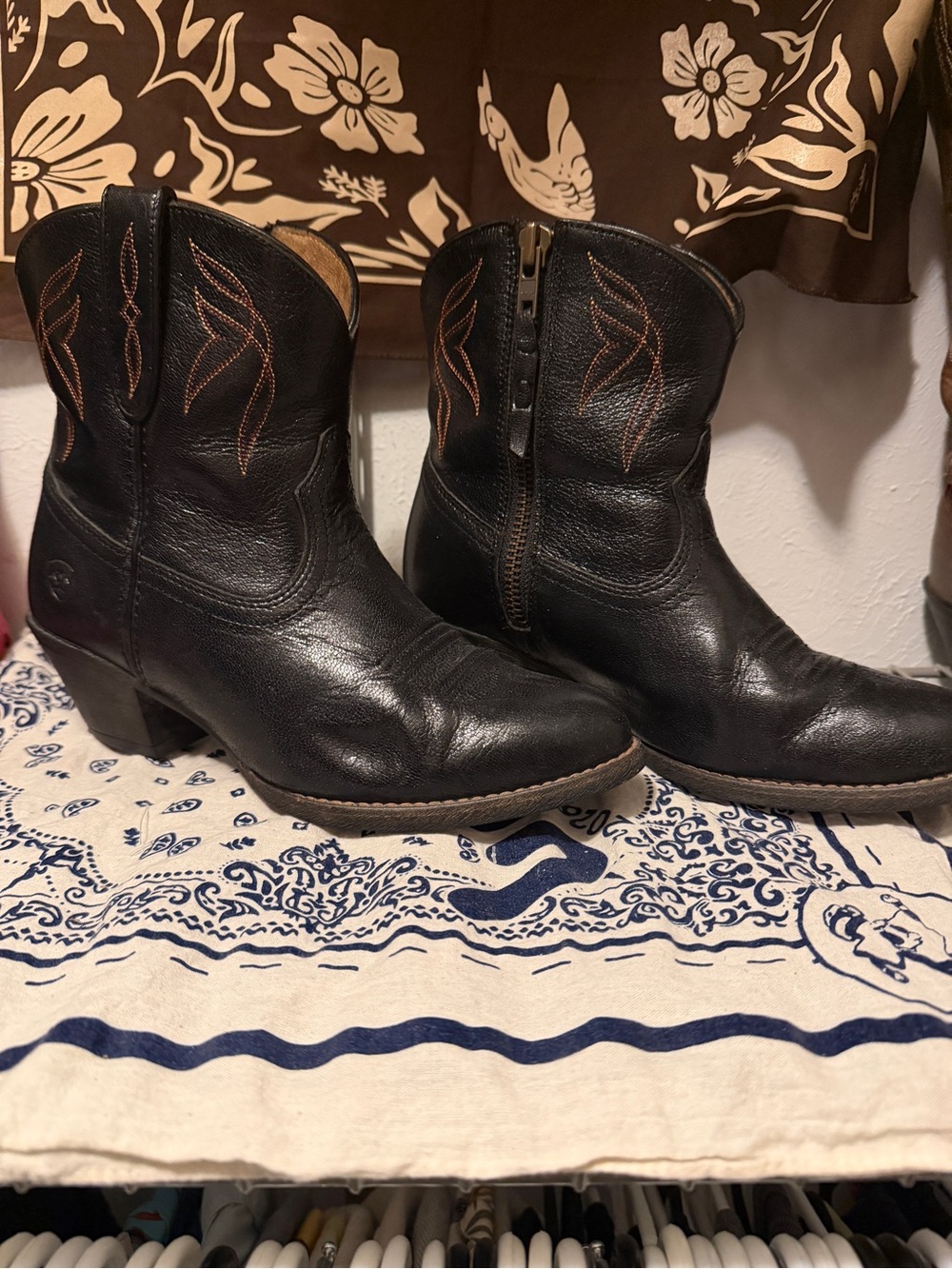 Ariat black leather ankle cowboy boots